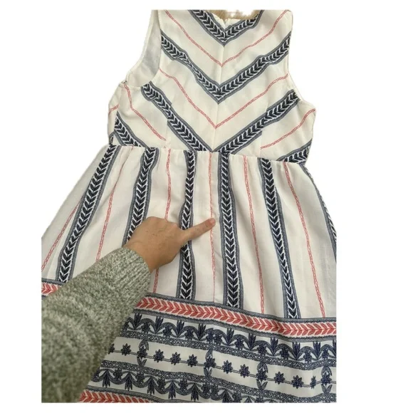 Flying Tomato Women’s White Midi Dress with Blue and Red Accents, Size M - Picture 3 of 7